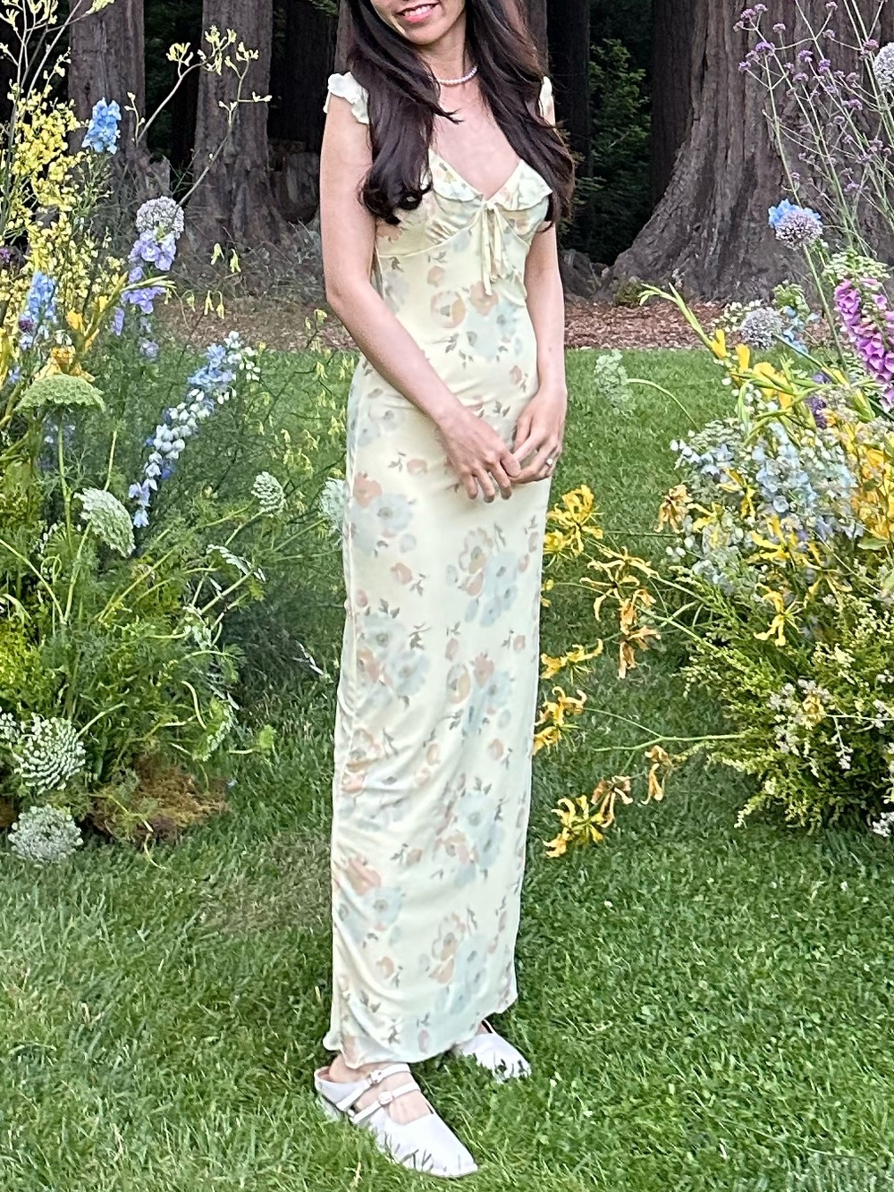 Light Green Floral Slip Dress